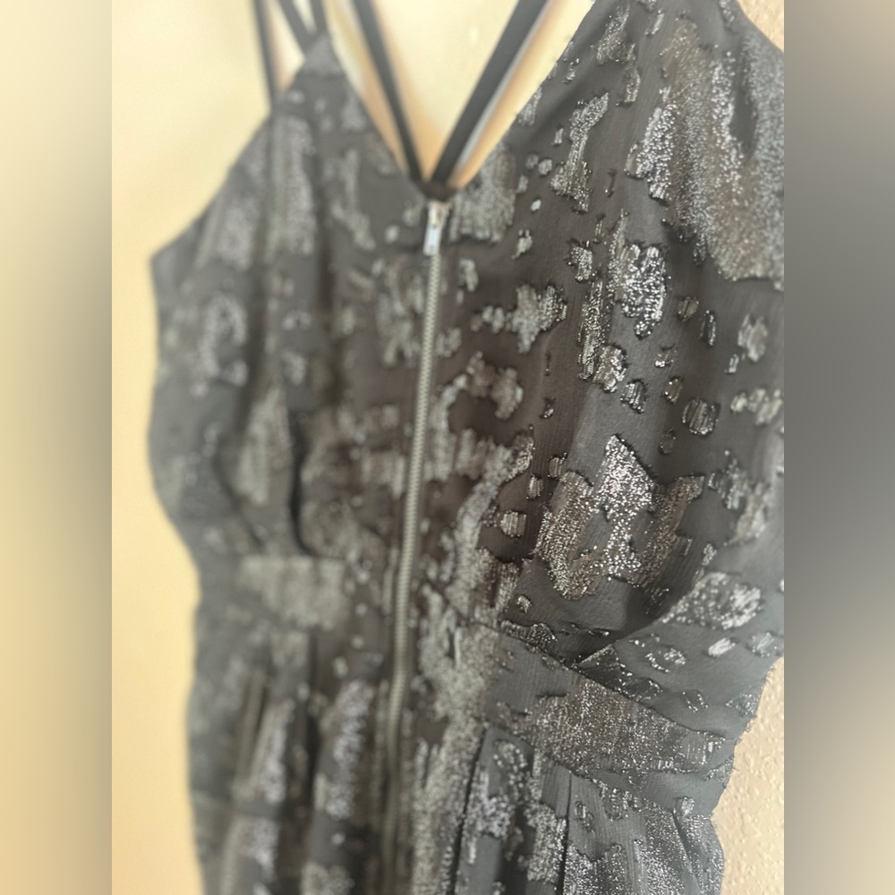 Black Pant Romper – Size 6 | Strappy & Shimmer BCBG Gen